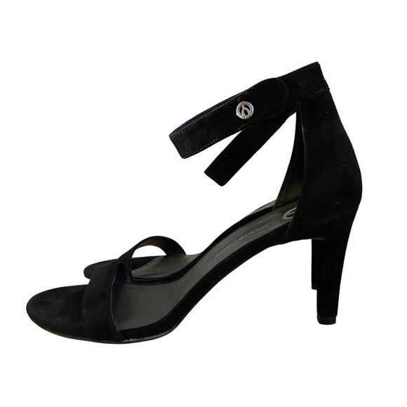 The Wishbone collection sandals Natalie Black Suede Ankle strappy Stiletto Heels - Picture 1 of 15